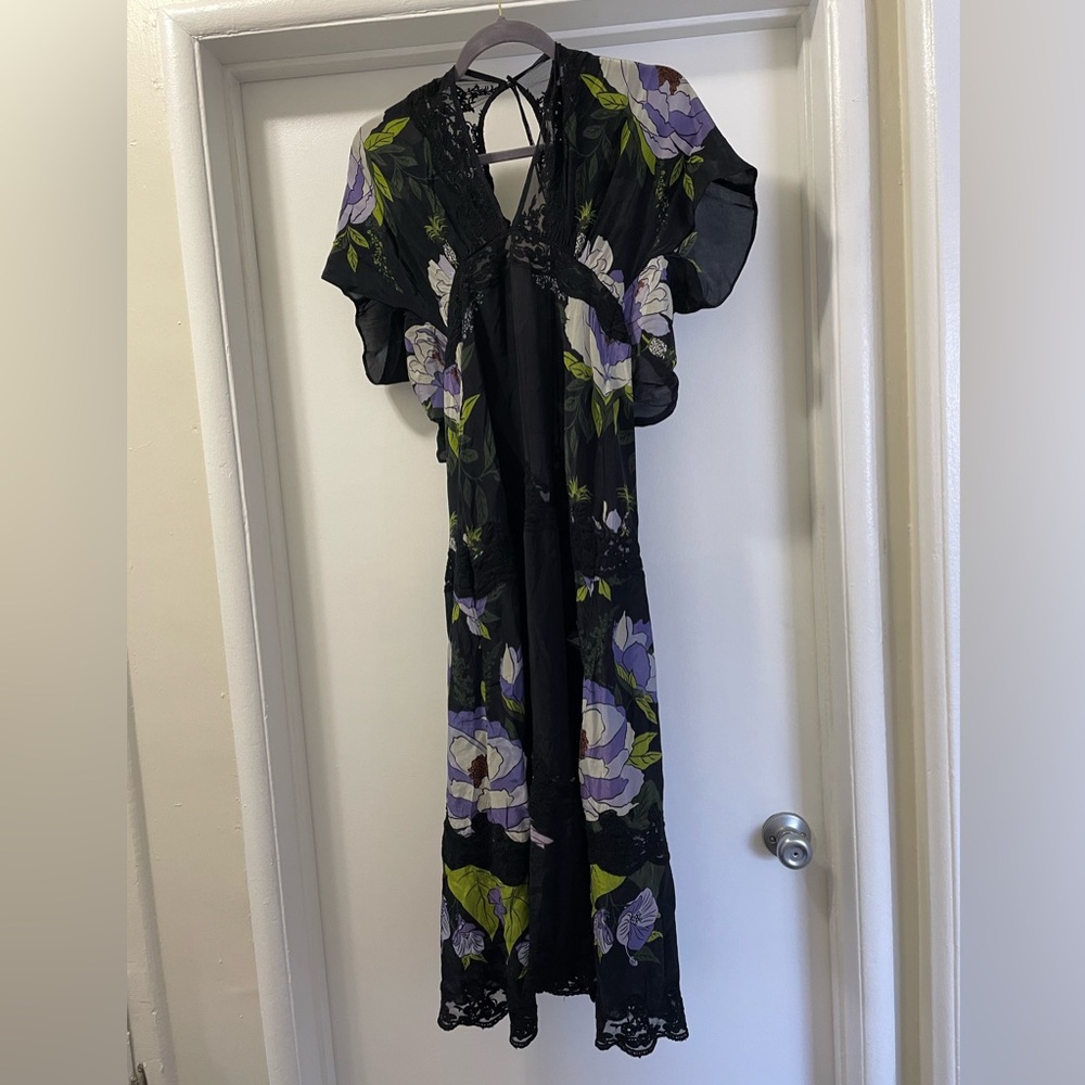 FARM RIO Floral Black Maxi Dress